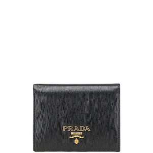 プラダ ヴィッテロムーブ 二つ折り財布 1MV204 ブラック レザー レディース PRADA 【中古】