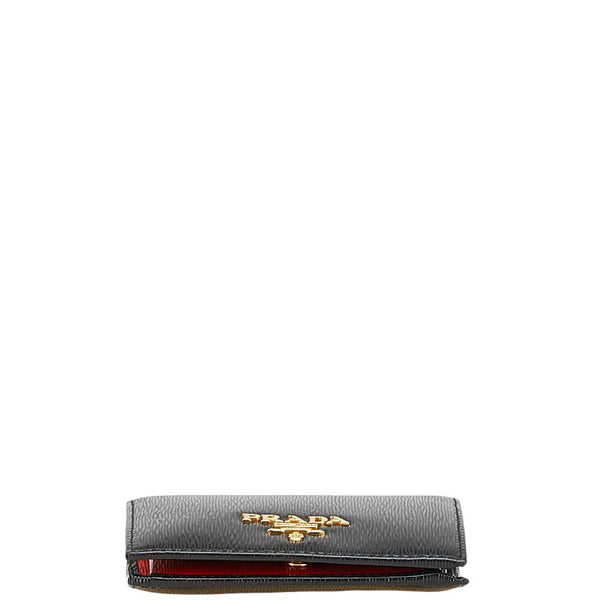 プラダ ヴィッテロムーブ 二つ折り財布 1MV204 ブラック レザー レディース PRADA 【中古】