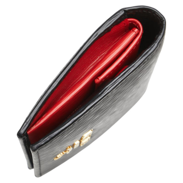 プラダ ヴィッテロムーブ 二つ折り財布 1MV204 ブラック レザー レディース PRADA 【中古】