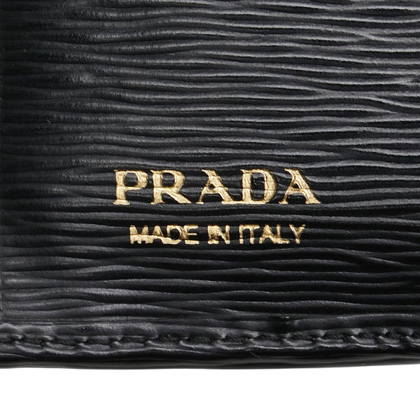 プラダ ヴィッテロムーブ 二つ折り財布 1MV204 ブラック レザー レディース PRADA 【中古】
