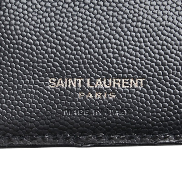 サンローラン YSLロゴ Vステッチ 二つ折り財布 ブラック レザー レディース SAINT LAURENT 【中古】