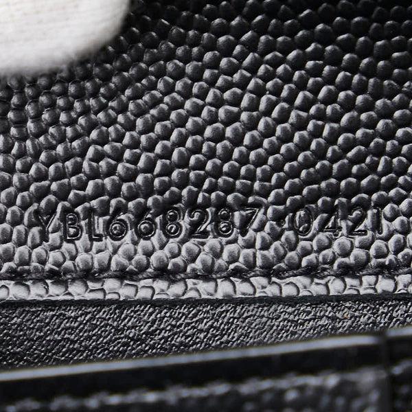 サンローラン YSLロゴ Vステッチ 二つ折り財布 ブラック レザー レディース SAINT LAURENT 【中古】