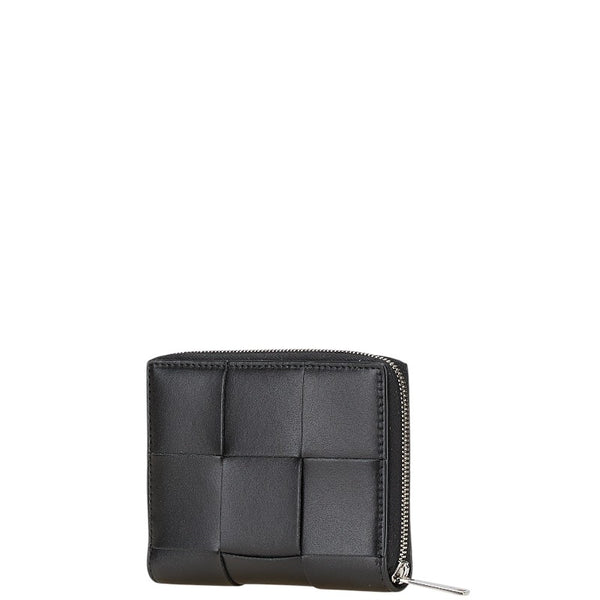 ボッテガヴェネタ マキシイントレチャート 二つ折り財布 ブラック レザー レディース BOTTEGAVENETA 【中古】