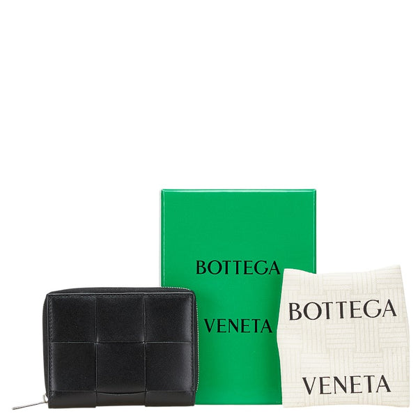ボッテガヴェネタ マキシイントレチャート 二つ折り財布 ブラック レザー レディース BOTTEGAVENETA 【中古】