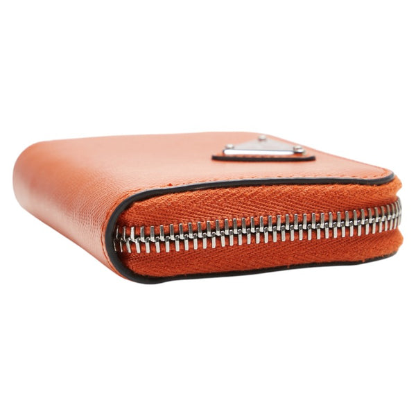 プラダ 三角ロゴプレート コインケース 2MM003 オレンジ レザー レディース PRADA 【中古】