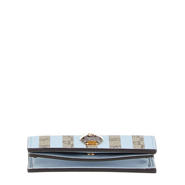 グッチ GGスプリーム アイスクリーム 二つ折り財布 コンパクトウォレット 701489 ベージュ ライトブルー PVC レザー レディース GUCCI 【中古】