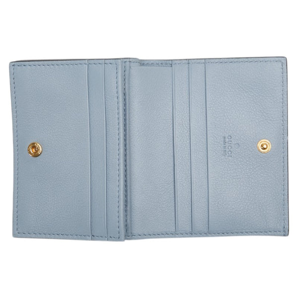 グッチ GGスプリーム アイスクリーム 二つ折り財布 コンパクトウォレット 701489 ベージュ ライトブルー PVC レザー レディース GUCCI 【中古】