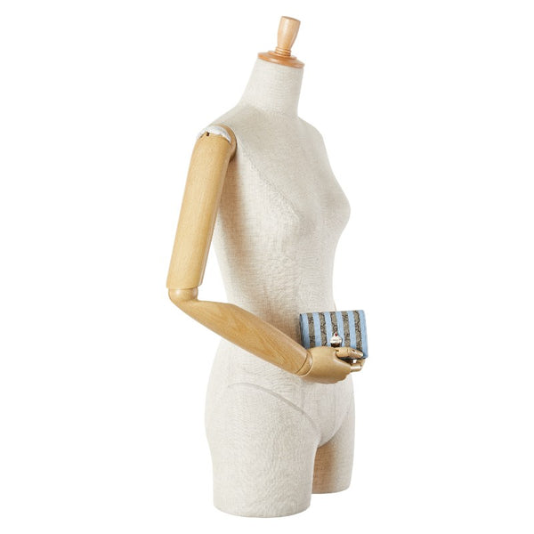 グッチ GGスプリーム アイスクリーム 二つ折り財布 コンパクトウォレット 701489 ベージュ ライトブルー PVC レザー レディース GUCCI 【中古】