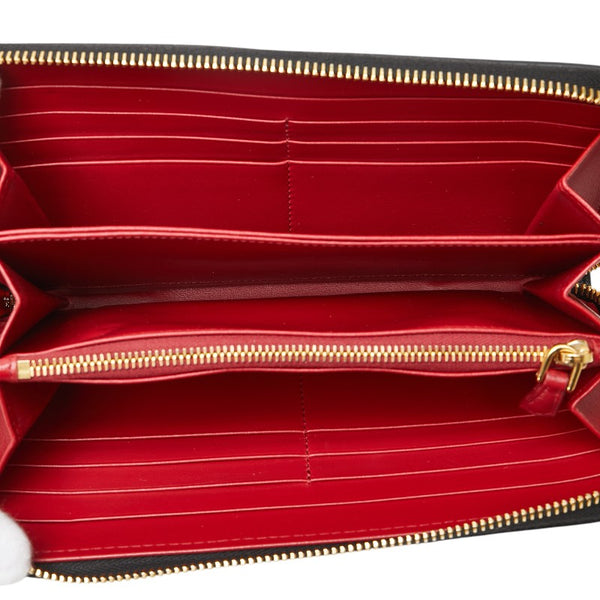 プラダ ラウンドファスナー 長財布 ネイビー レザー レディース PRADA 【中古】