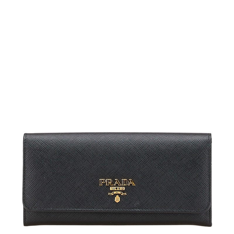 プラダ 長財布 ブラック サフィアーノレザー レディース PRADA 【中古】