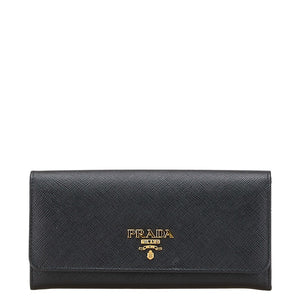 プラダ 長財布 ブラック サフィアーノレザー レディース PRADA 【中古】