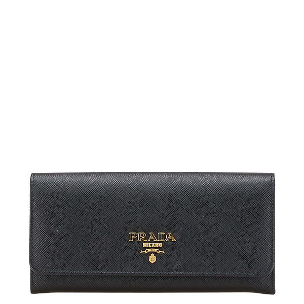 プラダ 長財布 ブラック サフィアーノレザー レディース PRADA 【中古】