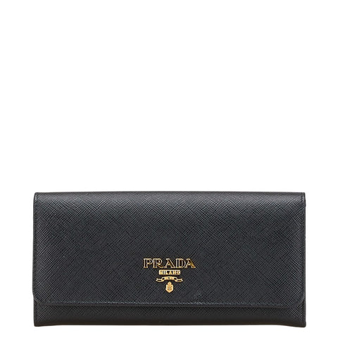 プラダ 長財布 ブラック サフィアーノレザー レディース PRADA 【中古】