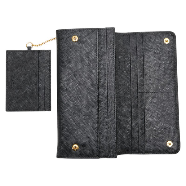 プラダ 長財布 ブラック サフィアーノレザー レディース PRADA 【中古】