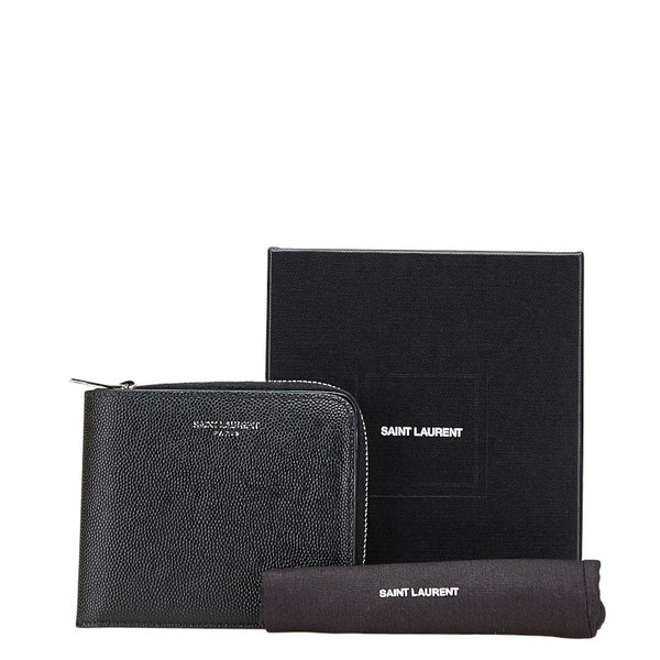 サンローラン イーストウエスト 二つ折り財布 コンパクトウォレット 556268 ブラック レザー メンズ SAINT LAURENT 【中古】
