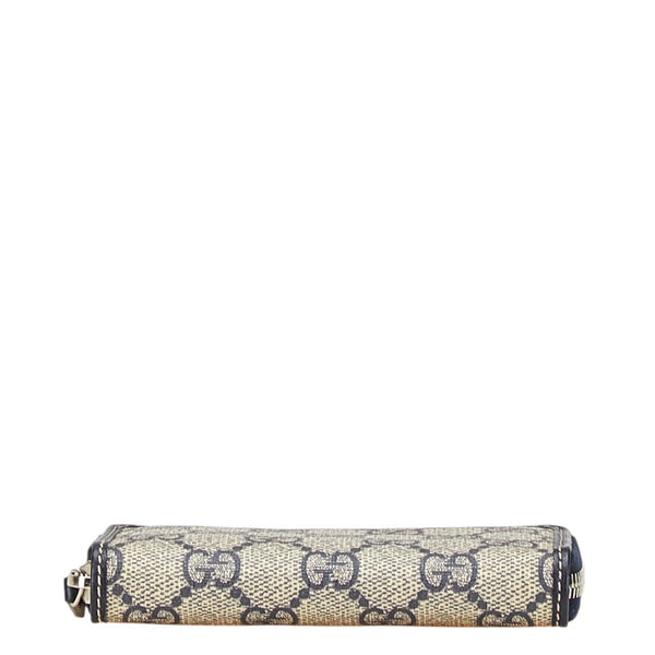 グッチ GGスプリーム コインケース パスケース 255452 ベージュ ネイビー PVC レザー レディース GUCCI 【中古】