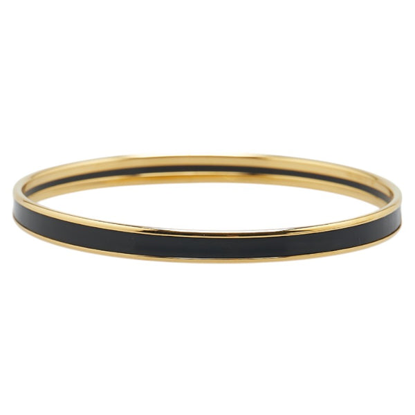 エルメス ユニ バングル ゴールド ブラック メッキ レディース HERMES 【中古】