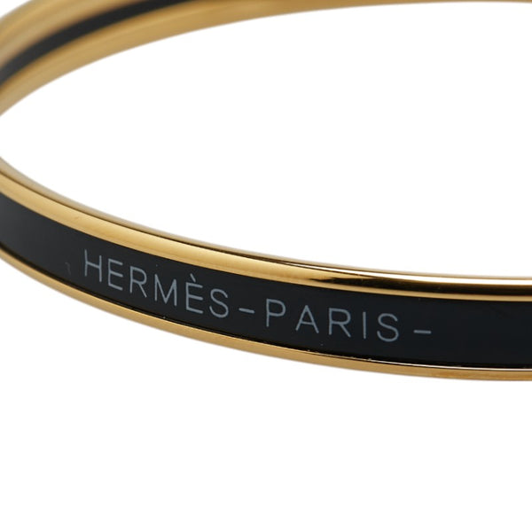 エルメス ユニ バングル ゴールド ブラック メッキ レディース HERMES 【中古】