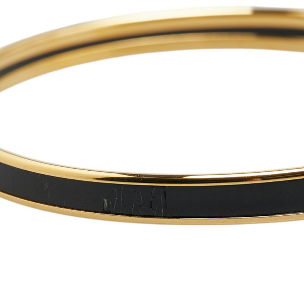 エルメス ユニ バングル ゴールド ブラック メッキ レディース HERMES 【中古】