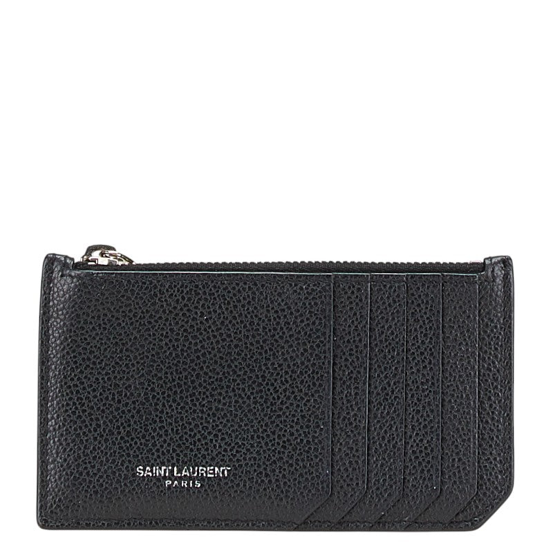 サンローラン コインケース パスケース フラグメントケース 458583 ブラック レザー メンズ SAINT LAURENT 【中古】