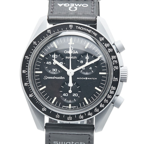 オメガ ×スウォッチ ムーンスウォッチ MISSION TO THE MOON 腕時計 SO33M100 クオーツ ブラック文字盤 セラミック ナイロン メンズ OMEGA 【中古】