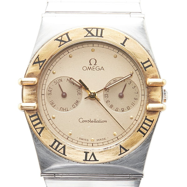 オメガ コンステレーション 腕時計 クオーツ ゴールド文字盤 ステンレススチール イエローゴールド メンズ OMEGA 【中古】