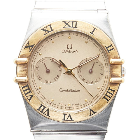 オメガ コンステレーション 腕時計 クオーツ ゴールド文字盤 ステンレススチール イエローゴールド メンズ OMEGA 【中古】