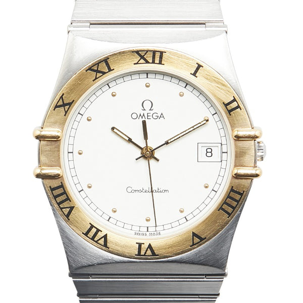 オメガ コンステレーション 腕時計 クオーツ ベージュ文字盤 ステンレススチール イエローゴールド メンズ OMEGA 【中古】