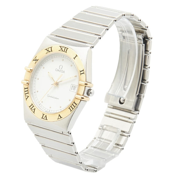 オメガ コンステレーション 腕時計 クオーツ ベージュ文字盤 ステンレススチール イエローゴールド メンズ OMEGA 【中古】