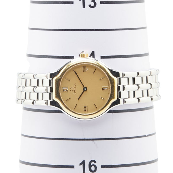 オメガ デビル 腕時計 クオーツ ゴールド文字盤 ステンレススチール イエローゴールド レディース OMEGA 【中古】