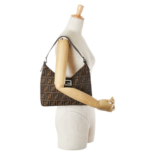 フェンディ ズッカ マンマバケット ワンショルダーバッグ 26569 ブラウン キャンバス レザー レディース FENDI 【中古】