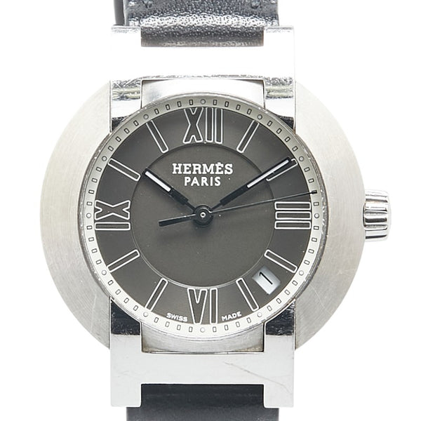 エルメス ノマード 腕時計 NO1.210 クオーツ グレー文字盤 ステンレススチール レザー レディース HERMES 【中古】