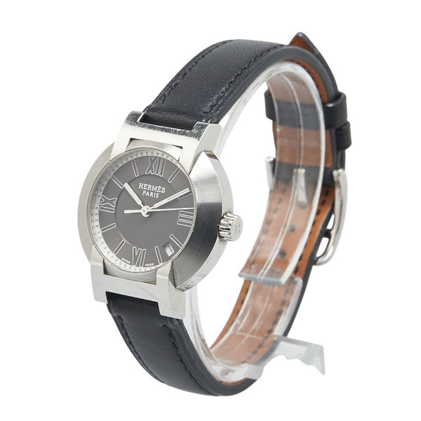 エルメス ノマード 腕時計 NO1.210 クオーツ グレー文字盤 ステンレススチール レザー レディース HERMES 【中古】