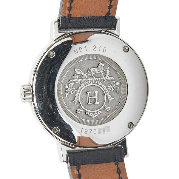 エルメス ノマード 腕時計 NO1.210 クオーツ グレー文字盤 ステンレススチール レザー レディース HERMES 【中古】