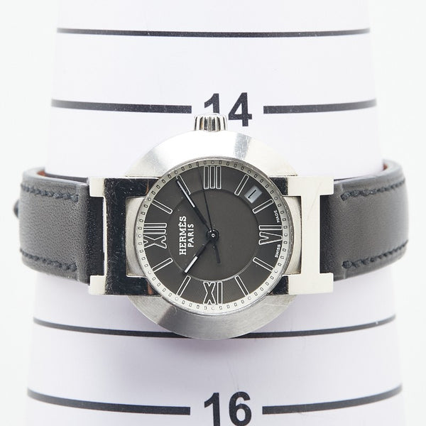 エルメス ノマード 腕時計 NO1.210 クオーツ グレー文字盤 ステンレススチール レザー レディース HERMES 【中古】