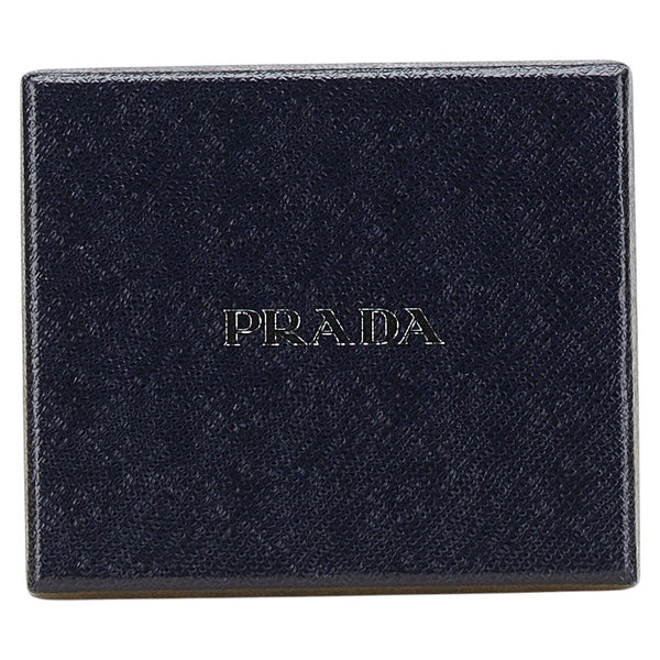 プラダ 三角ロゴ 二つ折り財布 ブラック レザー レディース PRADA 【中古】