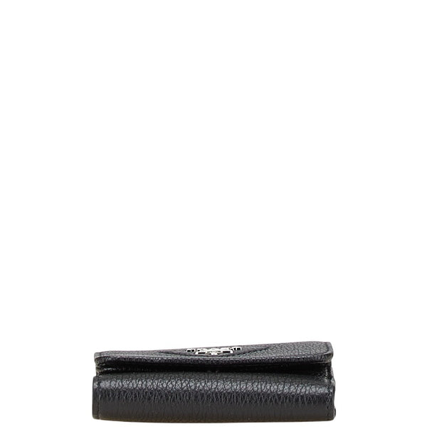 プラダ 三角ロゴ 二つ折り財布 ブラック レザー レディース PRADA 【中古】