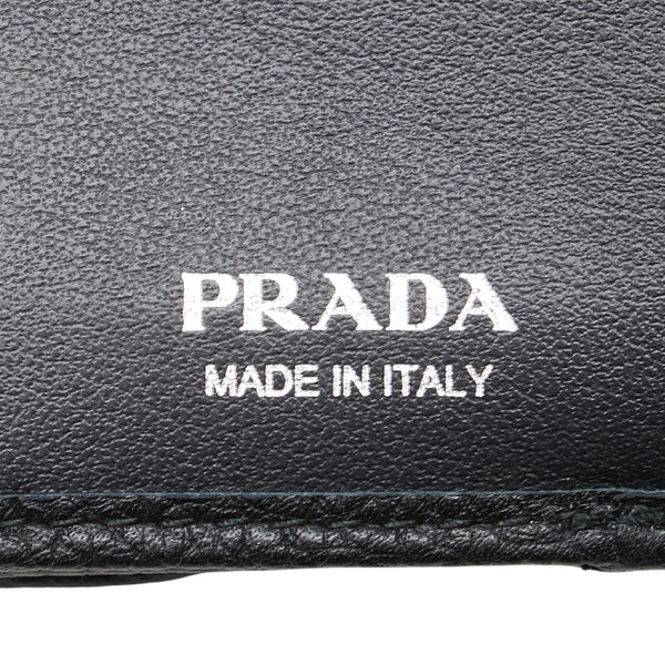 プラダ 三角ロゴ 二つ折り財布 ブラック レザー レディース PRADA 【中古】