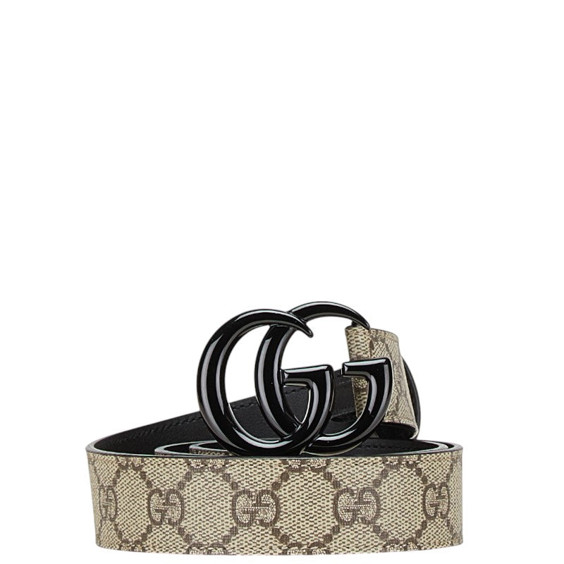 グッチ GGスプリーム ベルト 75.30 414516 ベージュ ブラック PVC レザー レディース GUCCI 【中古】