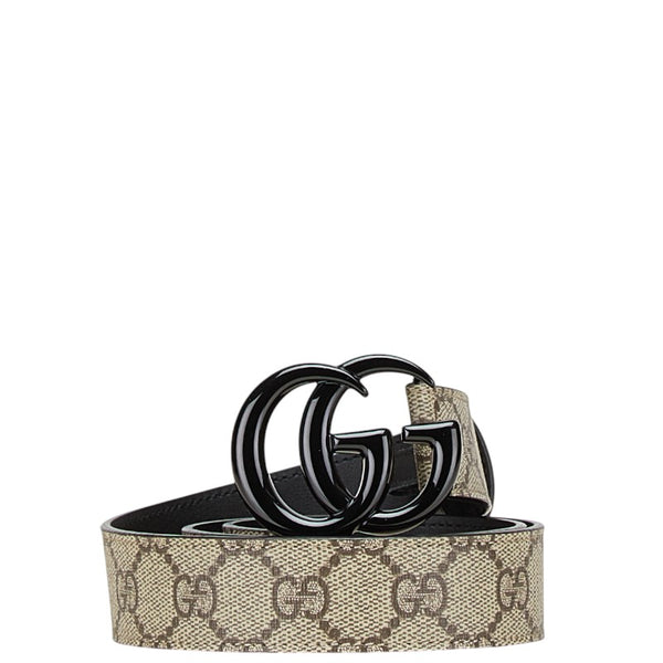 グッチ GGスプリーム ベルト 75.30 414516 ベージュ ブラック PVC レザー レディース GUCCI 【中古】