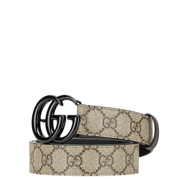 グッチ GGスプリーム ベルト 75.30 414516 ベージュ ブラック PVC レザー レディース GUCCI 【中古】