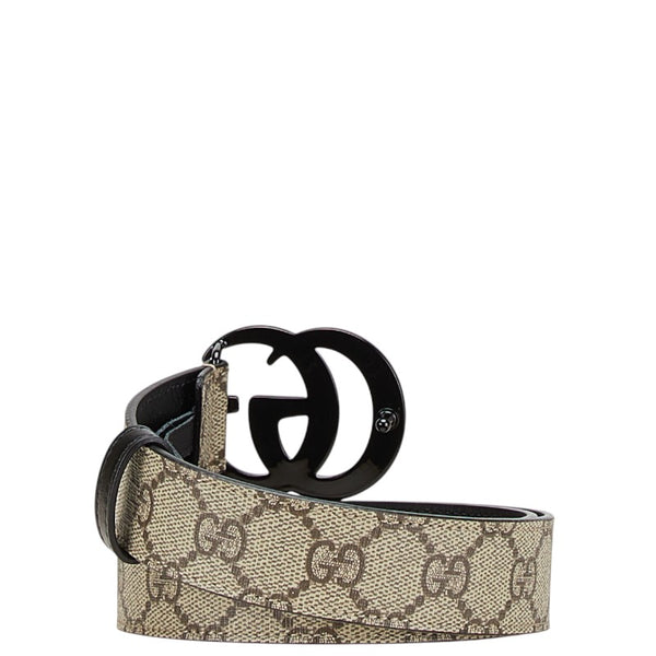 グッチ GGスプリーム ベルト 75.30 414516 ベージュ ブラック PVC レザー レディース GUCCI 【中古】