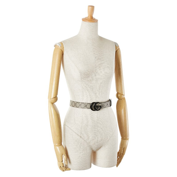 グッチ GGスプリーム ベルト 75.30 414516 ベージュ ブラック PVC レザー レディース GUCCI 【中古】