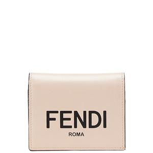 フェンディ ロゴ 二つ折り財布 8M0420 ピンク ブラック レザー レディース FENDI 【中古】