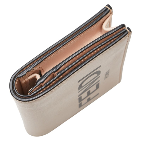 フェンディ ロゴ 二つ折り財布 8M0420 ピンク ブラック レザー レディース FENDI 【中古】