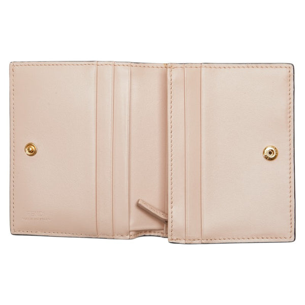 フェンディ ロゴ 二つ折り財布 8M0420 ピンク ブラック レザー レディース FENDI 【中古】