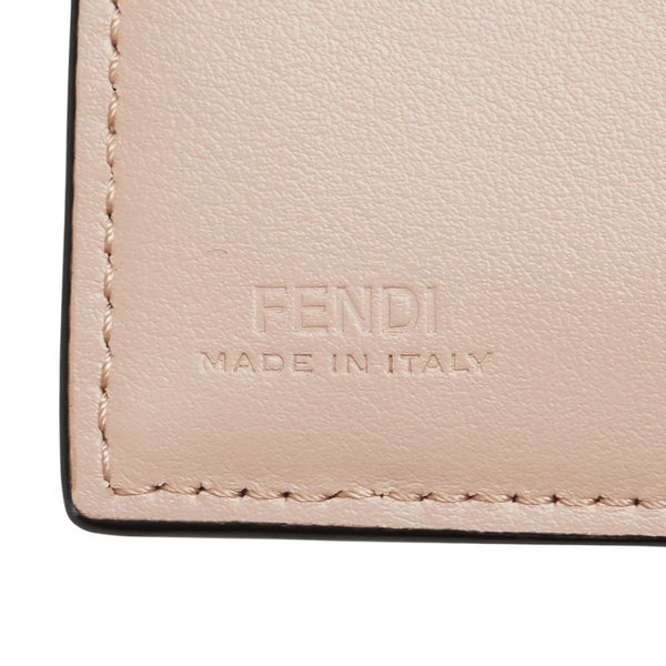 フェンディ ロゴ 二つ折り財布 8M0420 ピンク ブラック レザー レディース FENDI 【中古】