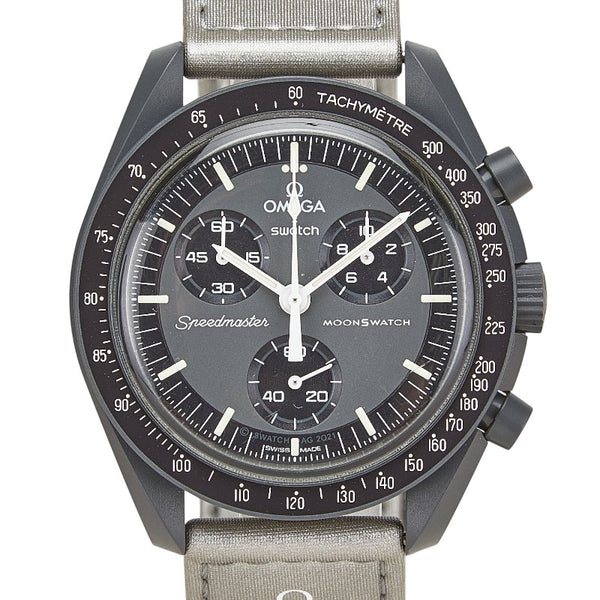 オメガ ×スウォッチ ムーンスウォッチ MISSION TO MERCURY 腕時計 SO33A100 クオーツ グレー文字盤 セラミック ナイロン メンズ OMEGA 【中古】