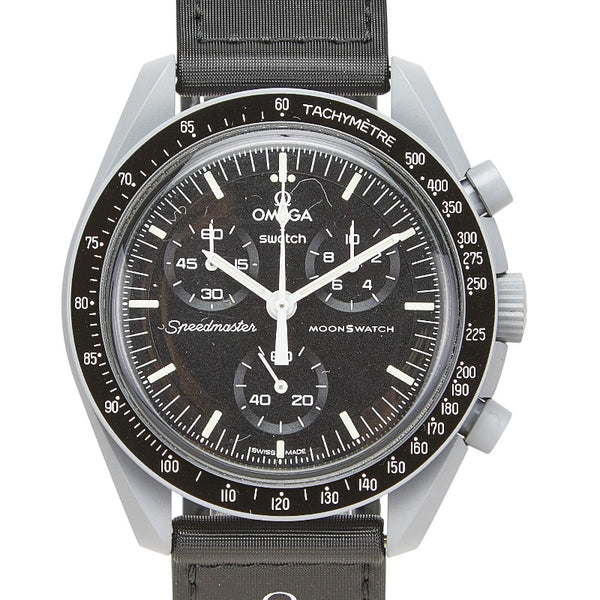 オメガ ×スウォッチ ムーンスウォッチ MISSION TO THE MOON 腕時計 SO33M100 クオーツ ブラック文字盤 セラミック ナイロン メンズ OMEGA 【中古】
