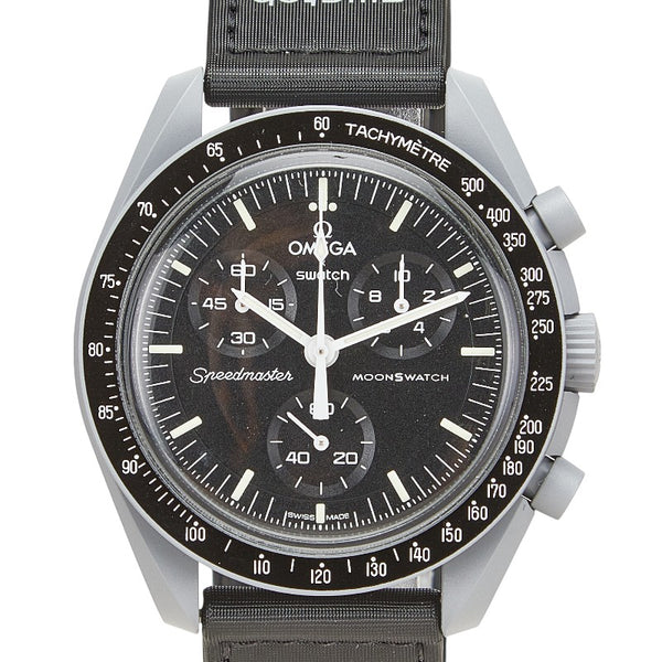 オメガ ×スウォッチ ムーンスウォッチ MISSION TO THE MOON 腕時計 SO33M100 クオーツ ブラック文字盤 セラミック ナイロン メンズ OMEGA 【中古】